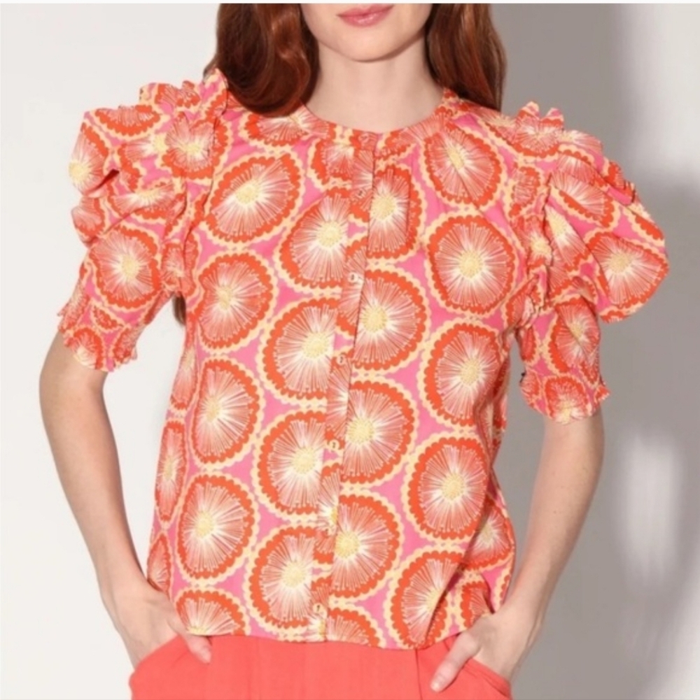 Walter Baker Vibrant Floral Puff Sleeve Blouse